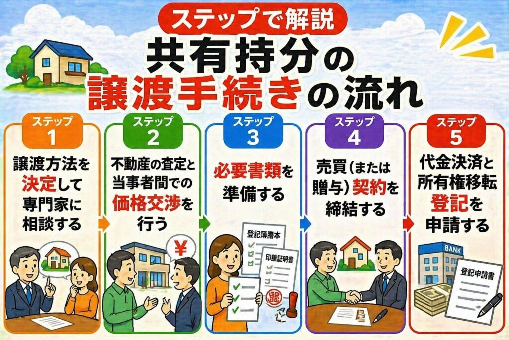 共有持分の譲渡手続きの流れ