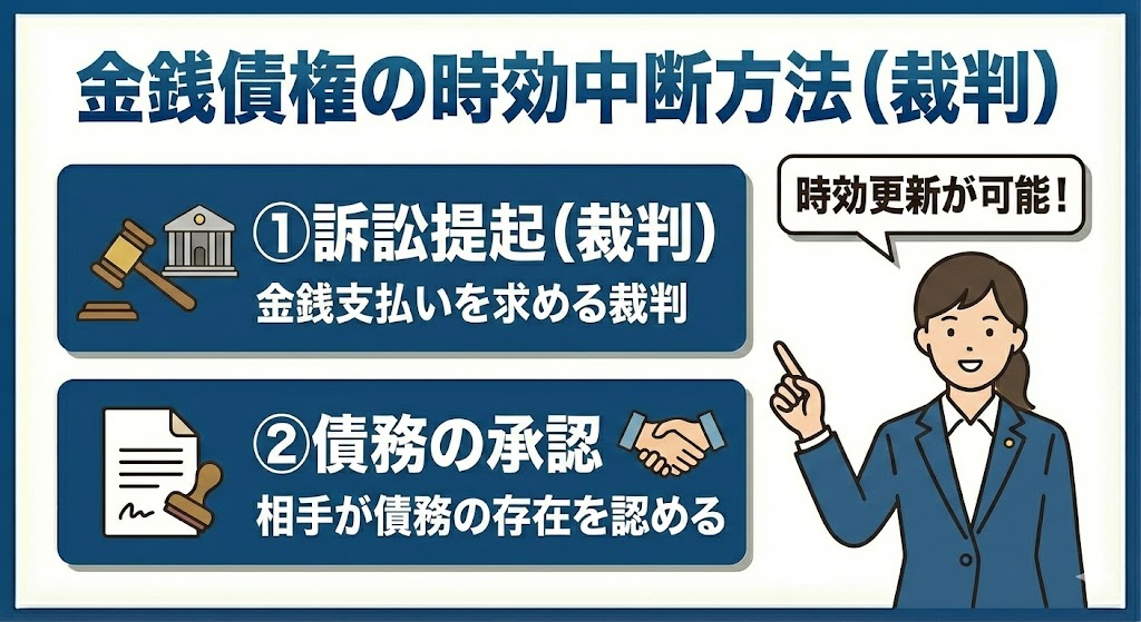 金銭債権の消滅時効を中断するには裁判を起こす