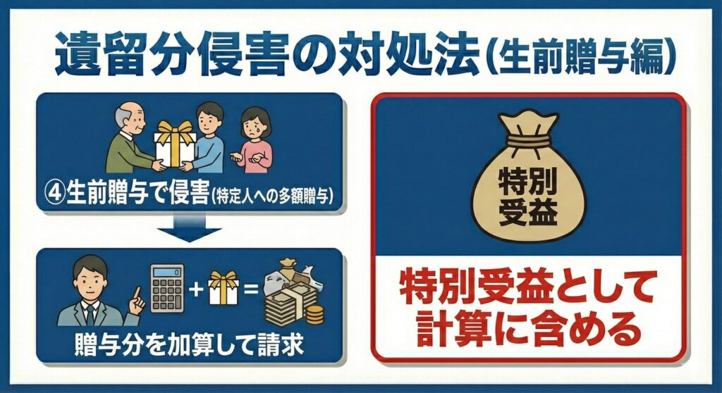 ケース④生前贈与によって遺留分が侵害されている場合