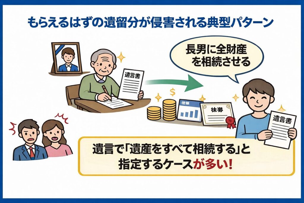 遺言書に「特定の相続人・第三者に遺産をすべて相続する」と記載されている場合