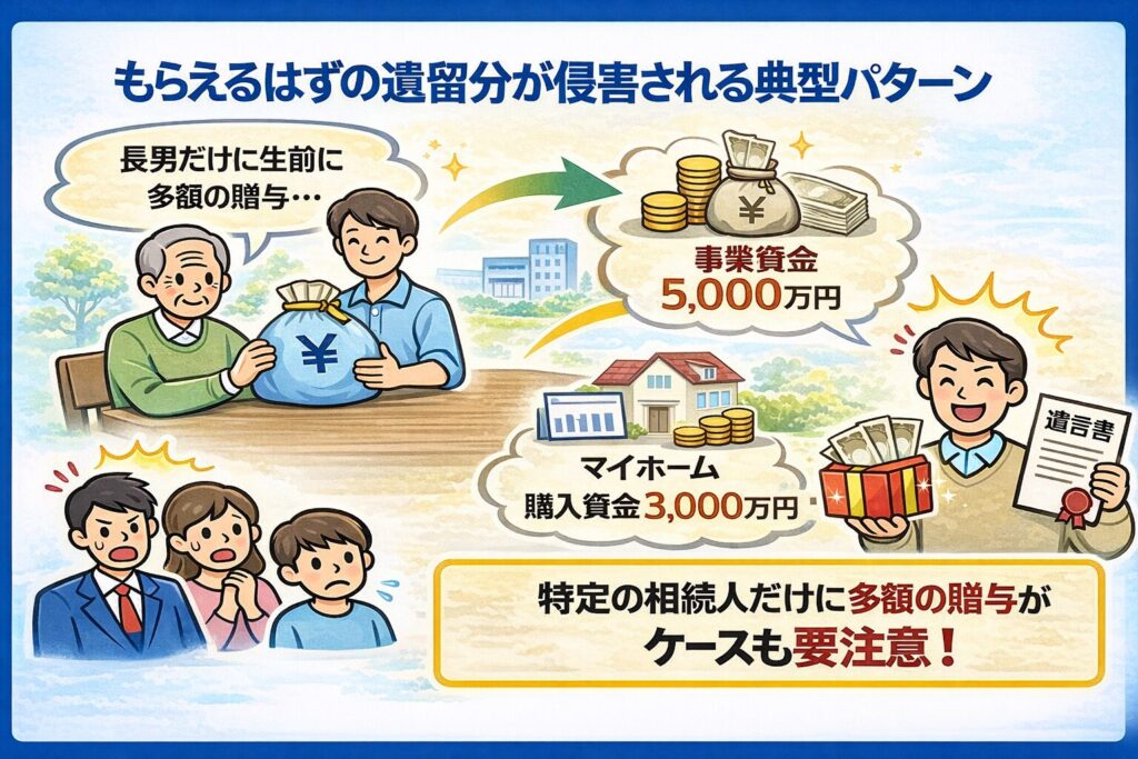 生前に特定の相続人だけに多額の贈与をしている場合