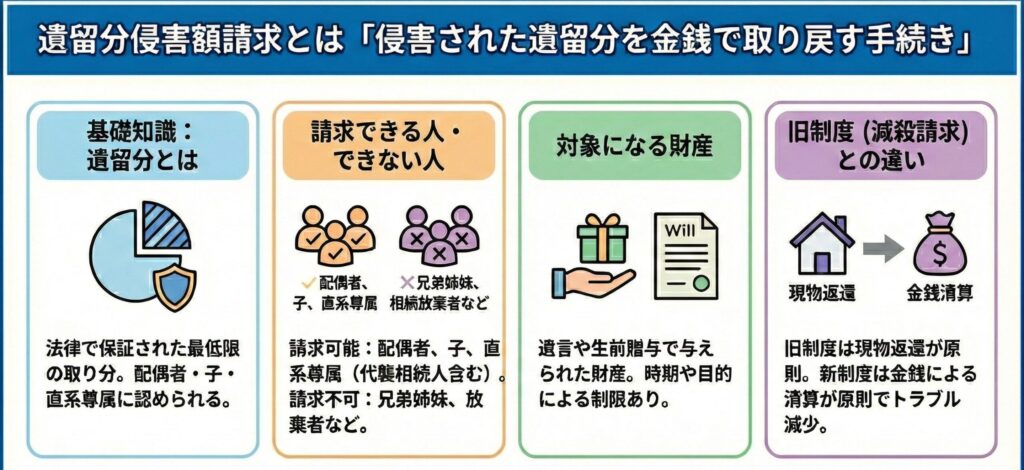 遺留分侵害額請求とは「他の相続人に侵害された遺留分を取り戻す手続き」
