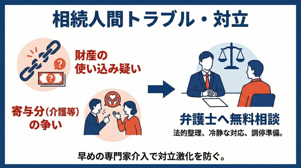 相続人間でトラブル・対立がある場合